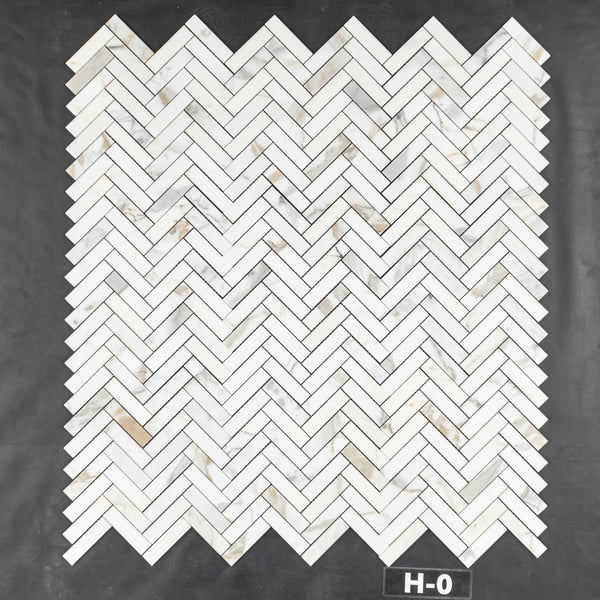 Calacatta Gold 1" x 4" Herringbone Mosaic Honed