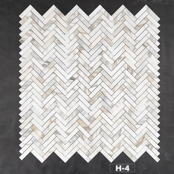 Calacatta Gold 1" x 4" Herringbone Mosaic Honed