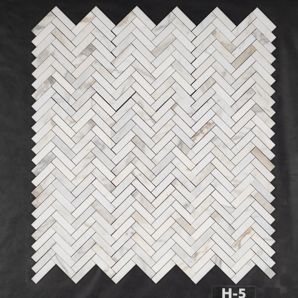 Calacatta Gold 1" x 4" Herringbone Mosaic Honed