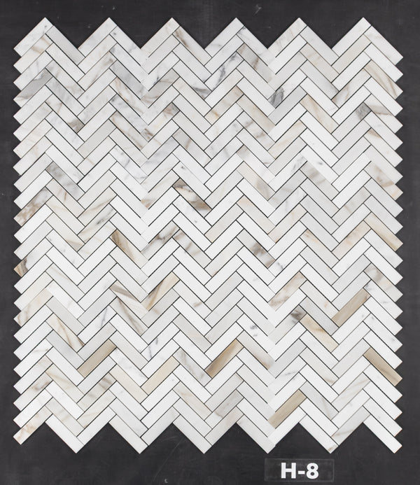 Calacatta Gold 1" x 4" Herringbone Mosaic Honed - Elon Tile & Stone