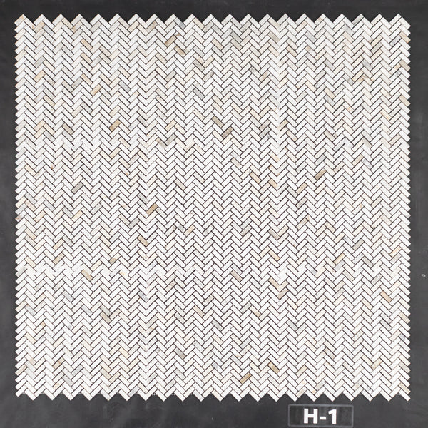 Calacatta Gold Micro Herringbone Mosaic Honed - Elon Tile & Stone