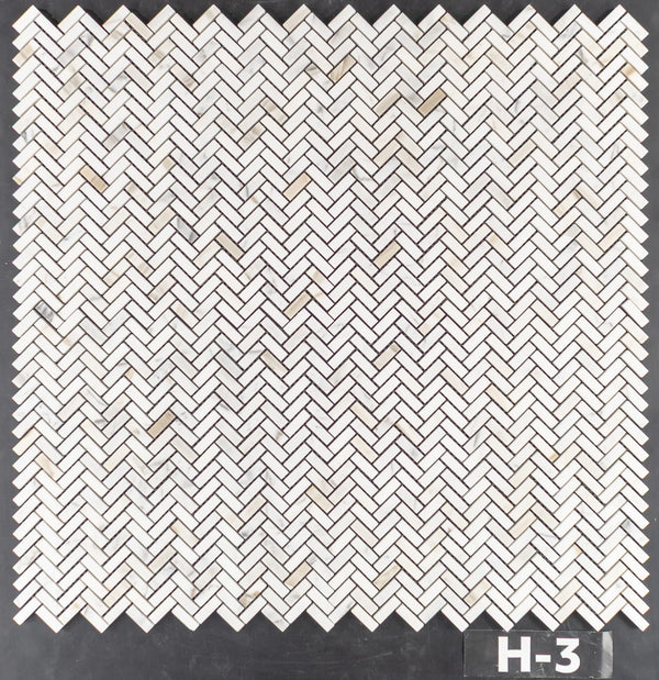 Calacatta Gold Micro Herringbone Mosaic Honed