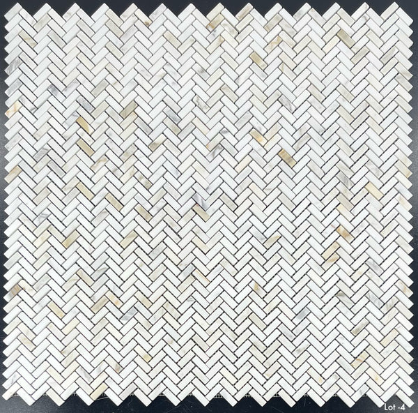 Calacatta Gold Micro Herringbone Mosaic Honed