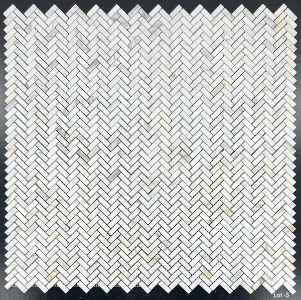 Calacatta Gold Micro Herringbone Mosaic Honed