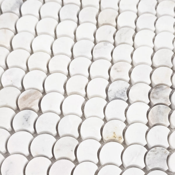 Bianco Oro Fan Mosaic Honed