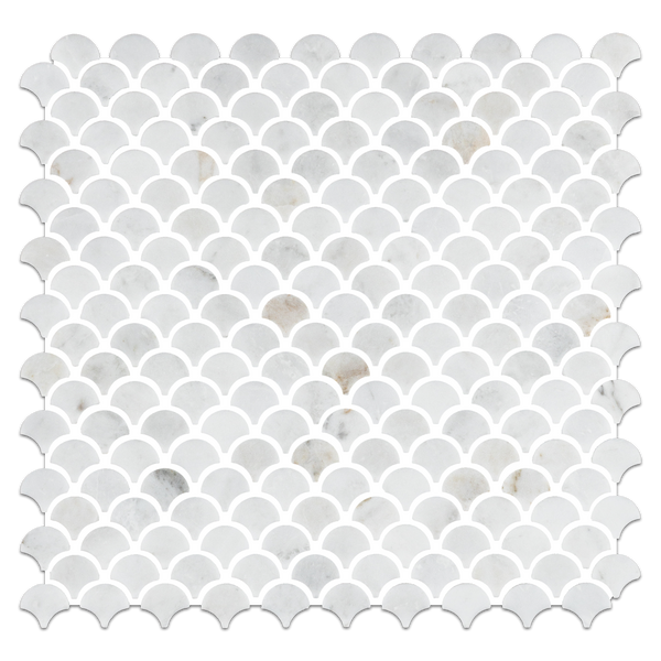 Bianco Oro Fan Mosaic Honed