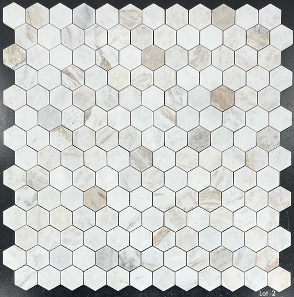 Bianco Oro 2" Hexagon Mosaic Honed