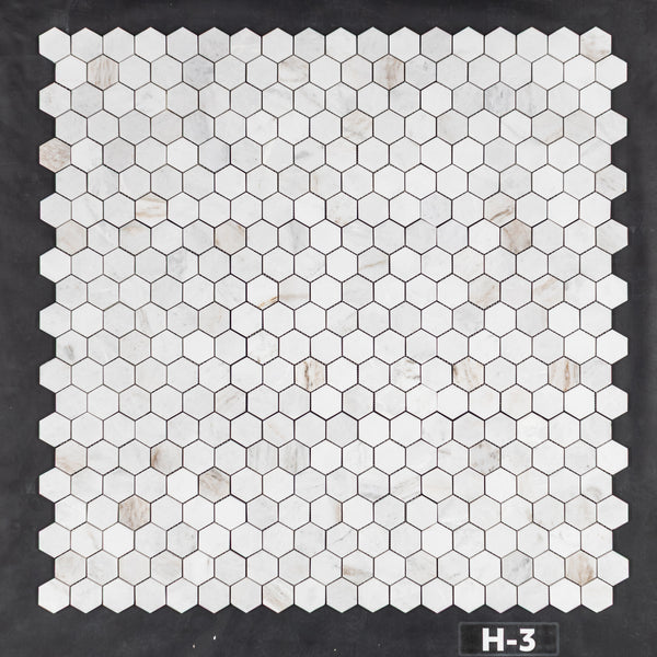 Bianco Oro 2" Hexagon Mosaic Honed