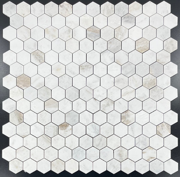 Bianco Oro 2" Hexagon Mosaic Honed