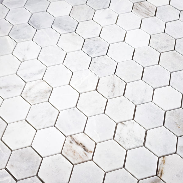 Bianco Oro 2" Hexagon Mosaic Honed