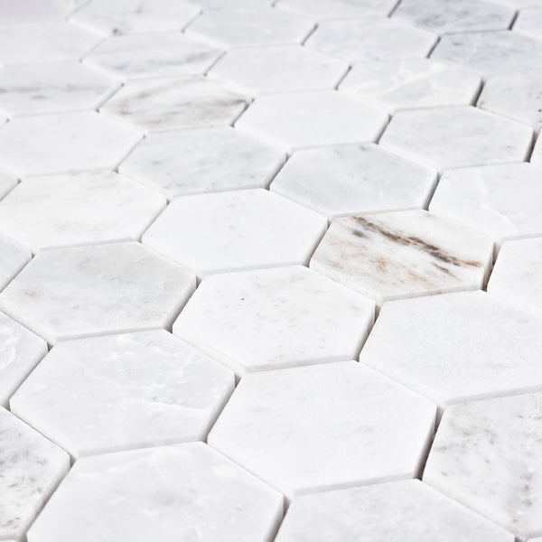 Bianco Oro 2" Hexagon Mosaic Honed