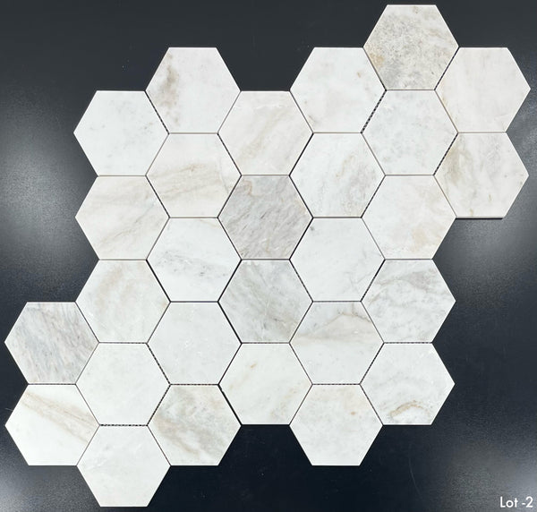 Bianco Oro 5" Hexagon Mosaic Honed