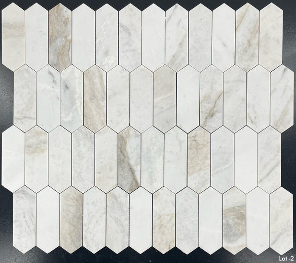 Bianco Oro 2" x 6" Mosaico de piquete pulido