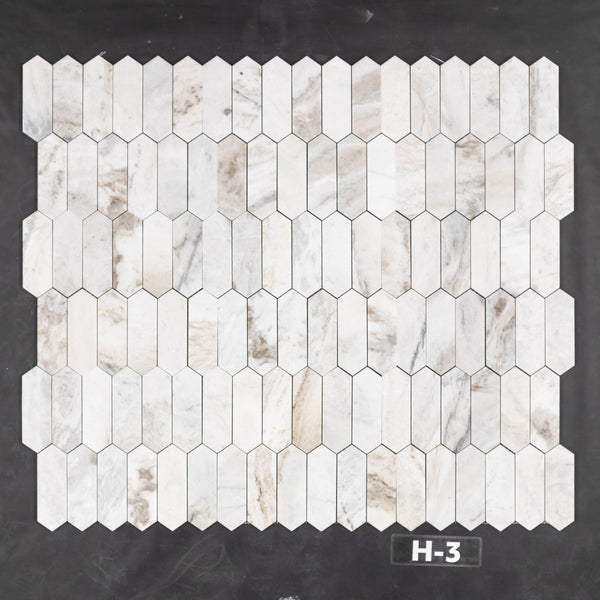 Bianco Oro 2" x 6" Picket Mosaic Honed