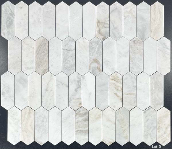 Bianco Oro 2" x 6" Mosaico de piquete pulido