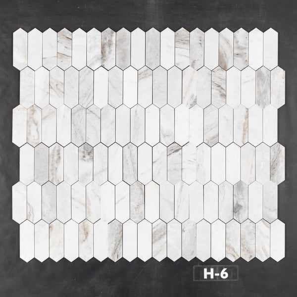 Bianco Oro 2" x 6" Picket Mosaic Honed - Elon Tile & Stone