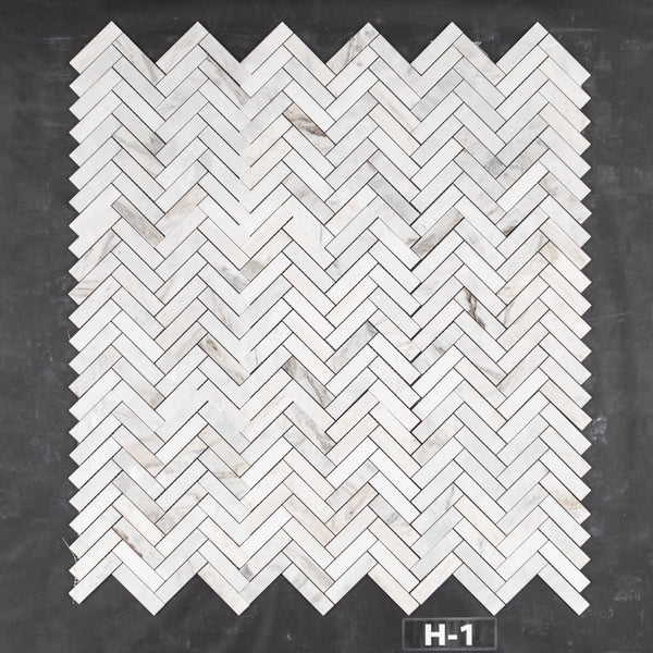 Bianco Oro 1" x 4" Herringbone Mosaic Honed