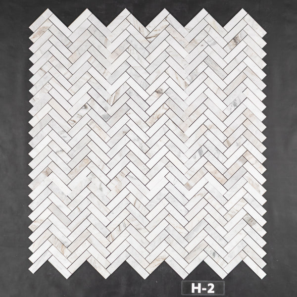 Bianco Oro 1" x 4" Herringbone Mosaic Honed