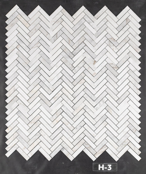 Bianco Oro 1" x 4" Herringbone Mosaic Honed