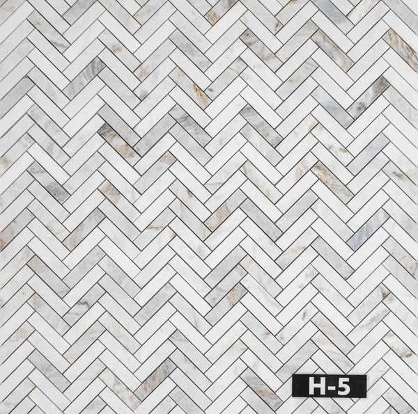 Bianco Oro 1" x 4" Herringbone Mosaic Honed