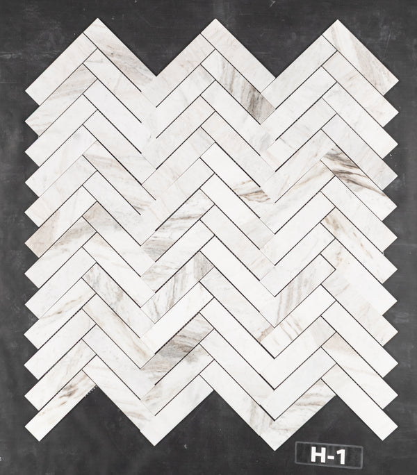 Bianco Oro 2" x 8" Herringbone Mosaic Honed