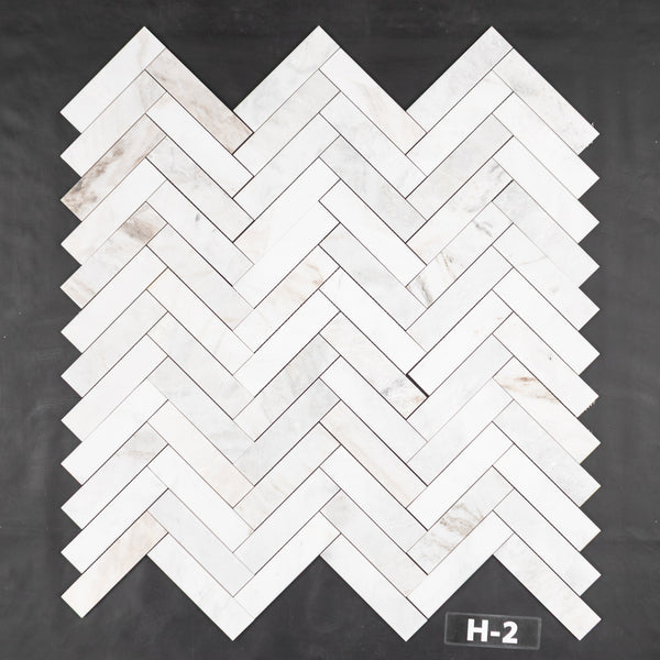 Bianco Oro 2" x 8" Herringbone Mosaic Honed