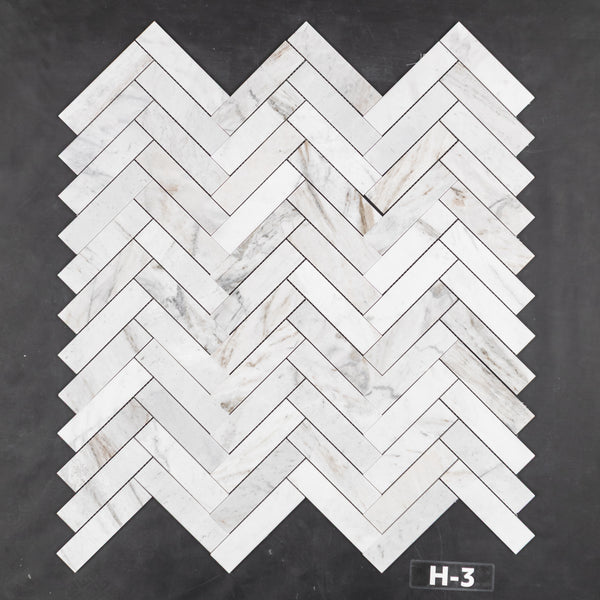 Bianco Oro 2" x 8" Herringbone Mosaic Honed
