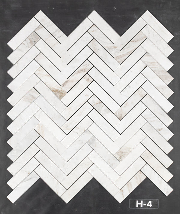 Bianco Oro 2" x 8" Herringbone Mosaic Honed