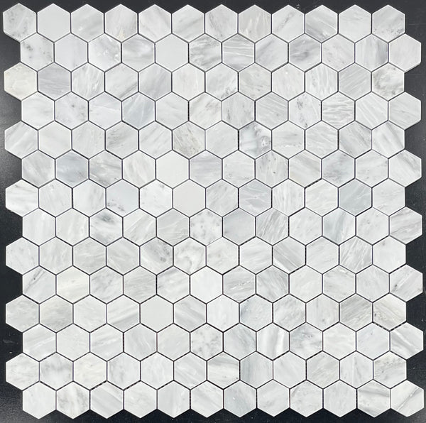 Mosaico hexagonal gris místico de 2" pulido