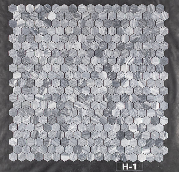 Bardiglio Nuvolato 2" Hexagon Mosaic Honed