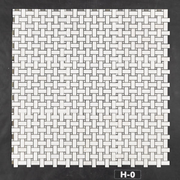 Dolomite Basketweave with 3/8" Mystic Gray Dot Mosaic Honed - Elon Tile & Stone