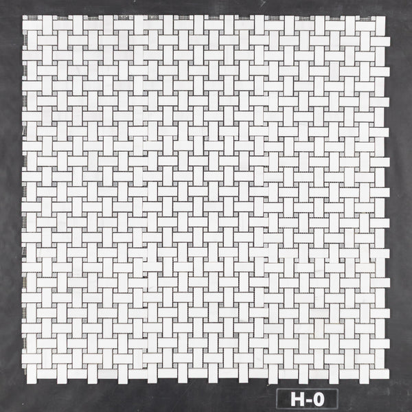 Dolomite Basketweave with 3/8" Mystic Gray Dot Mosaic Honed - Elon Tile & Stone