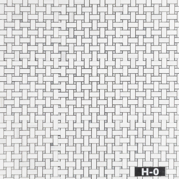 Dolomite Basketweave with 3/8" Mystic Gray Dot Mosaic Honed