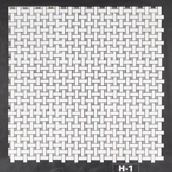 Tejido de cesta de dolomita con mosaico de puntos Bardiglio de 3/8" pulido