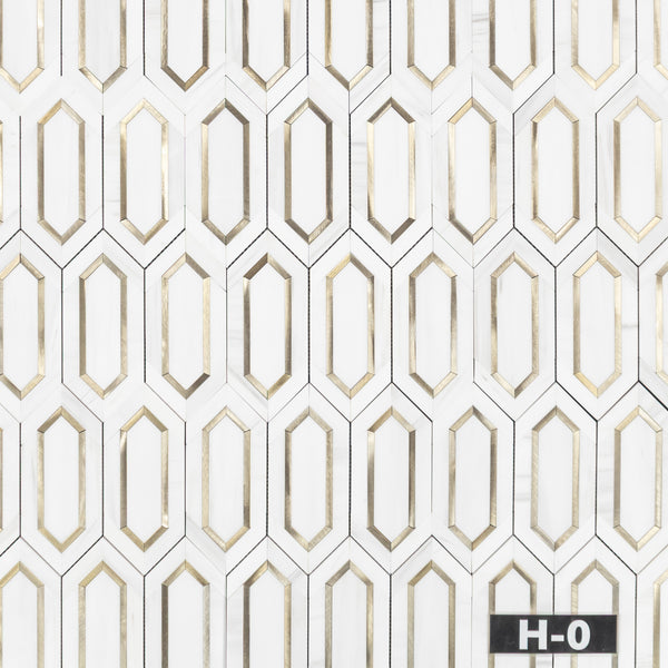 Dolomite Picket with Gold Aluminum Mosaic Honed