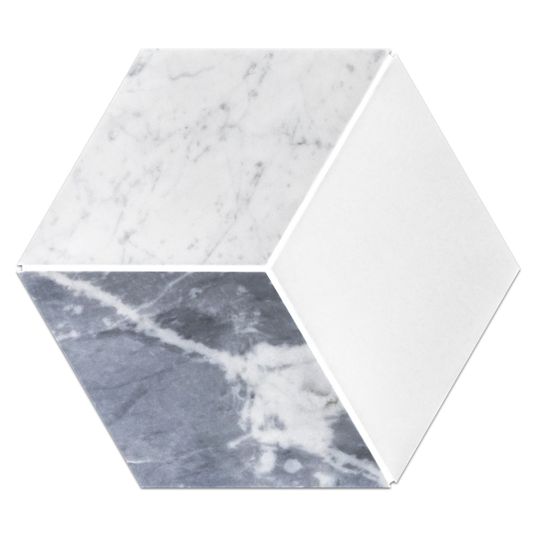 Bardiglio Nuvolato, Bianco Carrara & White Thassos Trillium Mosaic Honed