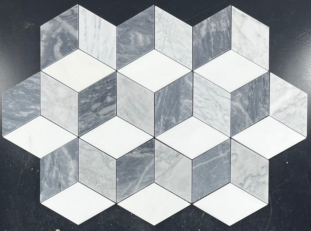 Bardiglio Nuvolato, Bianco Carrara & White Thassos Trillium Mosaic Hon ...