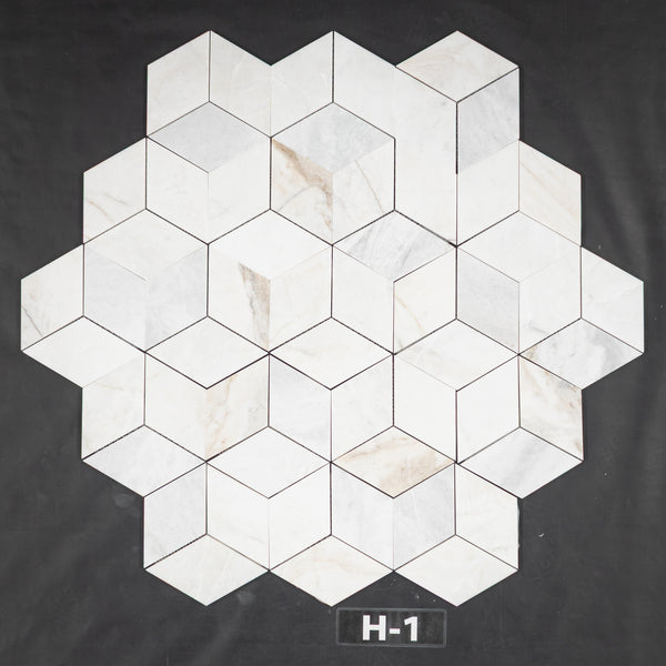 Bianco Oro Trillium Mosaic Honed