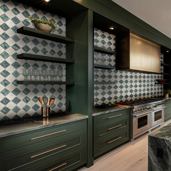 Alba Nova & Notte Verde 4" Checkerboard Tumbled