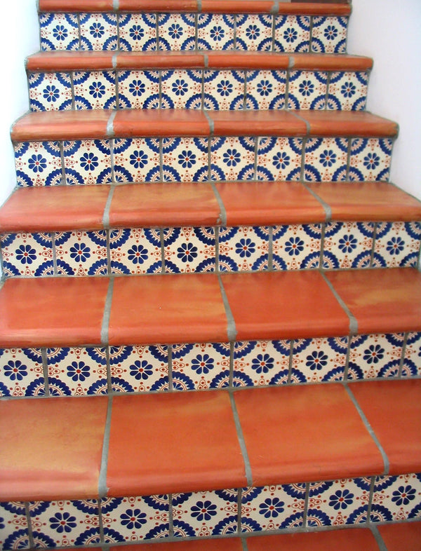 Saltillo Terracotta 12" x 12" Stair Tread Coping Clear Semi Gloss