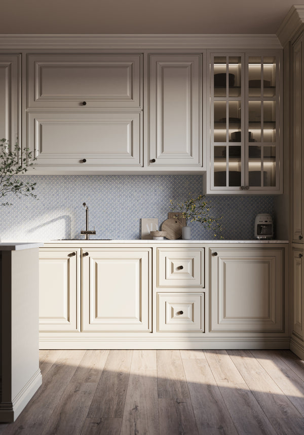 Blue Celeste Clover Mosaic Honed