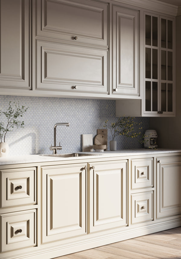 Blue Celeste Clover Mosaic Honed