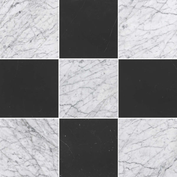 Bianco Carrara & Black Marble Checkerboard