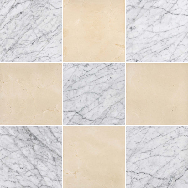 Bianco Carrara & Crema Marfil Checkerboard