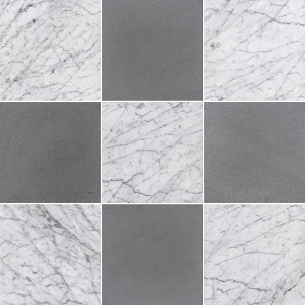Bianco Carrara & Grey Basalt Checkerboard