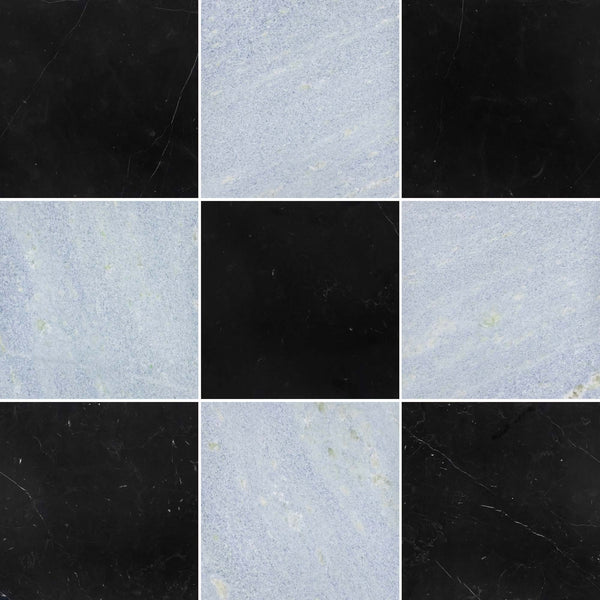 Black Marble & Blue Celeste Checkerboard