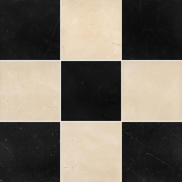 Black Marble & Crema Marfil Checkerboard