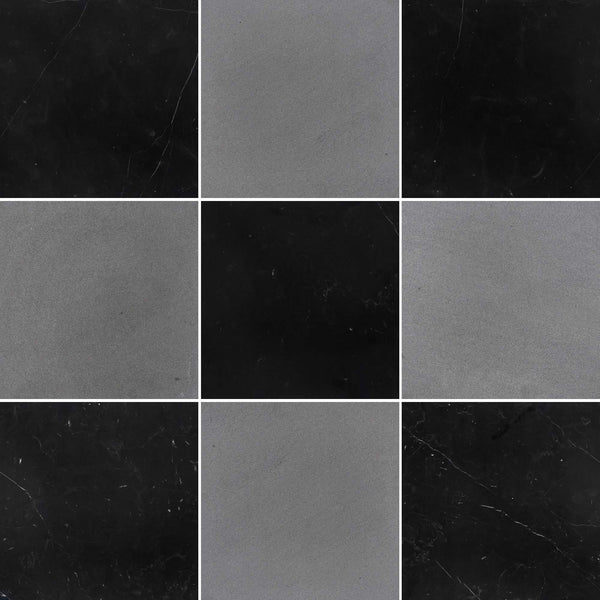 Black Marble & Grey Basalt Checkerboard