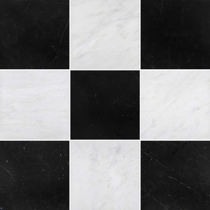 Black Marble & Pearl White Checkerboard