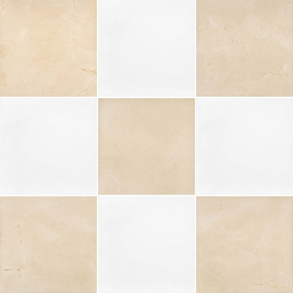 Crema Marfil & White Thassos Checkerboard